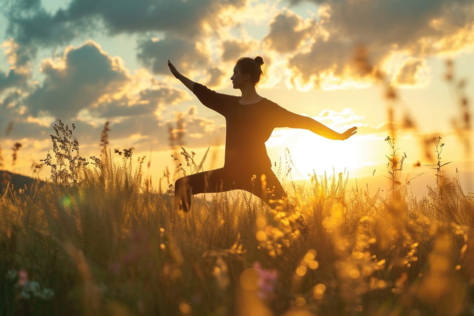 Vrouw doet Qigong-oefeningen